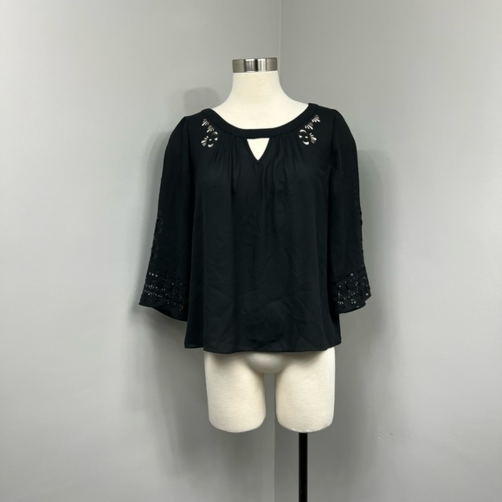 Maeve Black Laser Cut Blouse